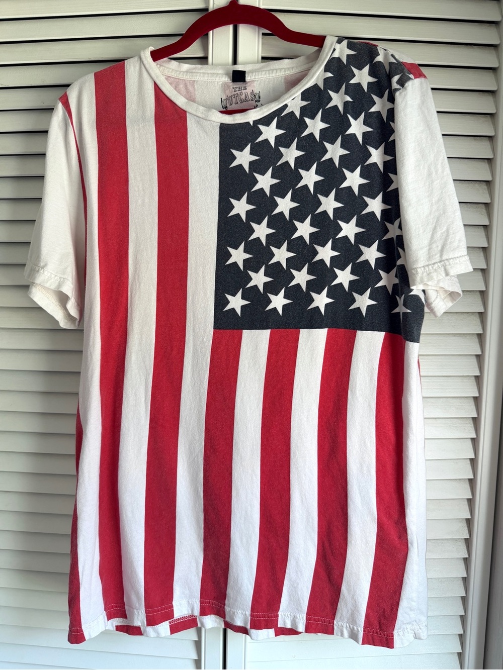 L🇺🇸 the Outcast New York American Flag Stars & Stripes Short Sleeve T Shirt